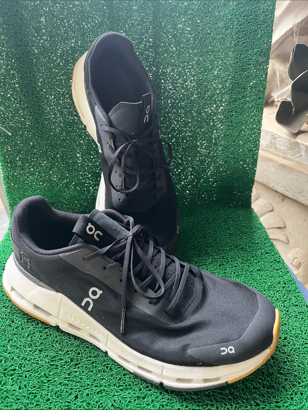 On Running Men’s Black & White Cloudrunner Athletic Sneakers